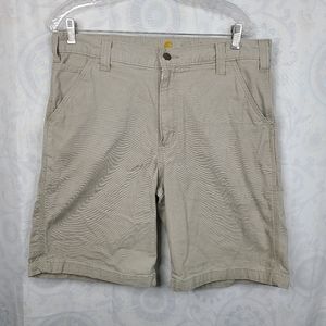 Carhartt Rugged Flex Relaxed Fit tan work shorts men's size 34